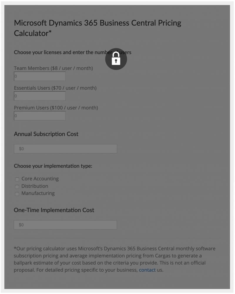 Microsoft Dynamics 365 Business Central Pricing Guide | Cargas